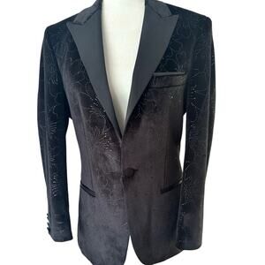 MEHMET EMiN TEKE slim fit silk wool blend blazer floral black sequence 
Sz38